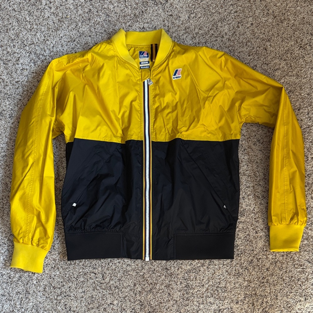 K-Way Two-Tone Yellow and Black Bomber Jacket special edition remake